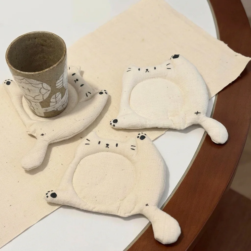 Lazy Coaster Soft Heat Insulation Coaster Coffee Table Mat Decorative Fabric Coaster For Study Desk Dining Bar Living Room