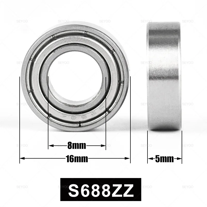 2PCS manufacturer spot food machinery small home appliance bearings, stainless steel micro bearings S688ZZ bearings 8 * 16 * 5mm