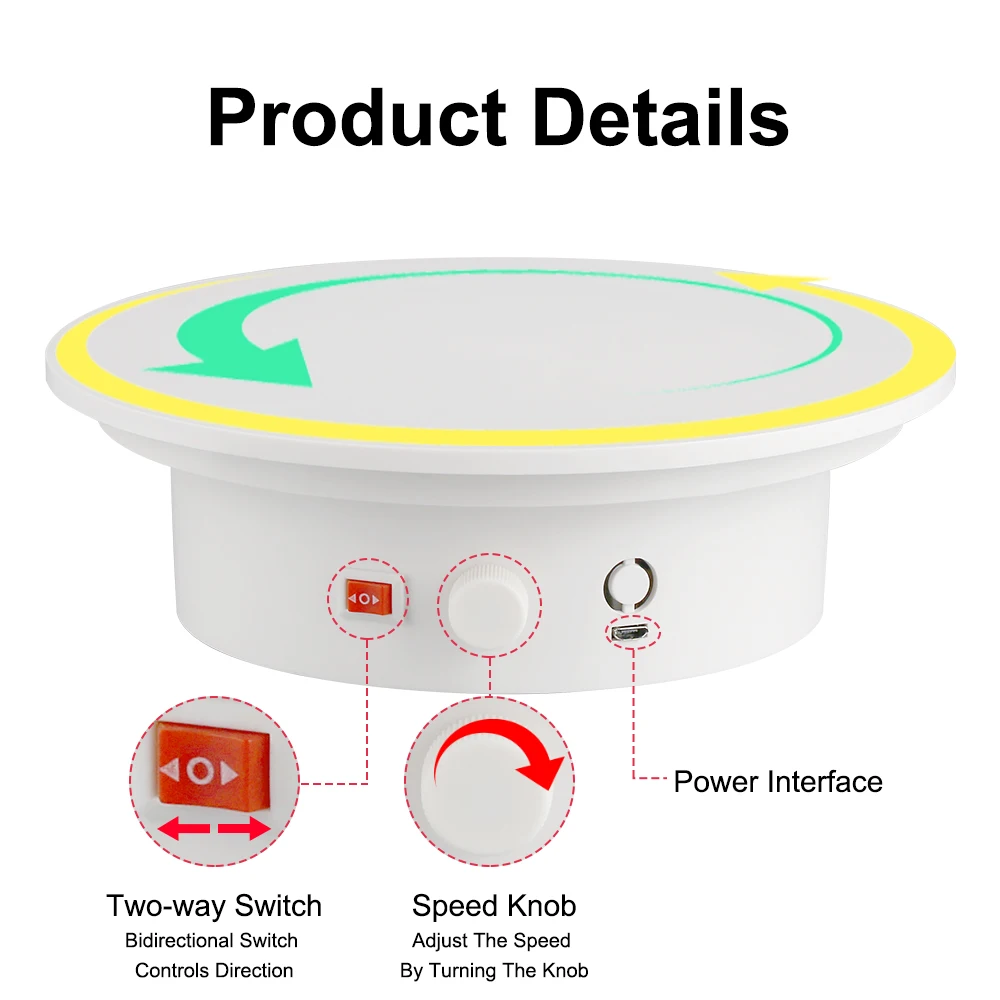 NT250DGL Knob-Adjustable Speedrotating Display Stand,Motorized Spinner Turntable Or Electric Rotary Table Power