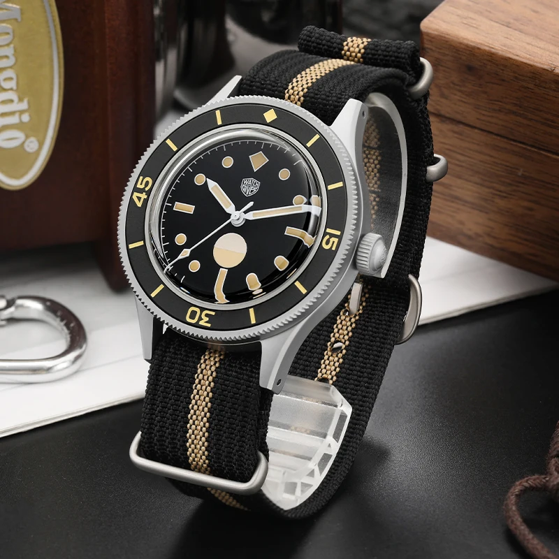 Watchdives-Reloj de cristal de zafiro para hombre, cronógrafo de buceo con movimiento automático, Burbuja, a prueba de agua de 300M, Estilo Vintage, NH35, 40mm