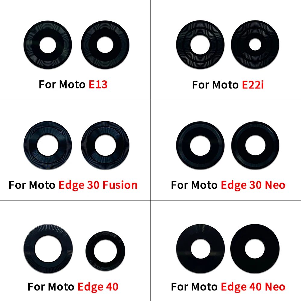 3Pcs Back Camera Glass Lens Cover with Frame Holder Replacement For Moto E6S E13 E20 E22i Edge 30 Fusion Neo 40 Neo G Stylus2020