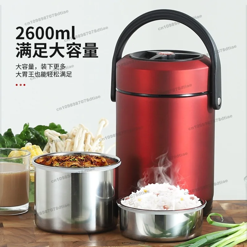For Insulation Lunch Box 304 Stainless Steel Insulation Lift Pot Vacuum Insulation Bucket Adult Student Second Layer Three Layer