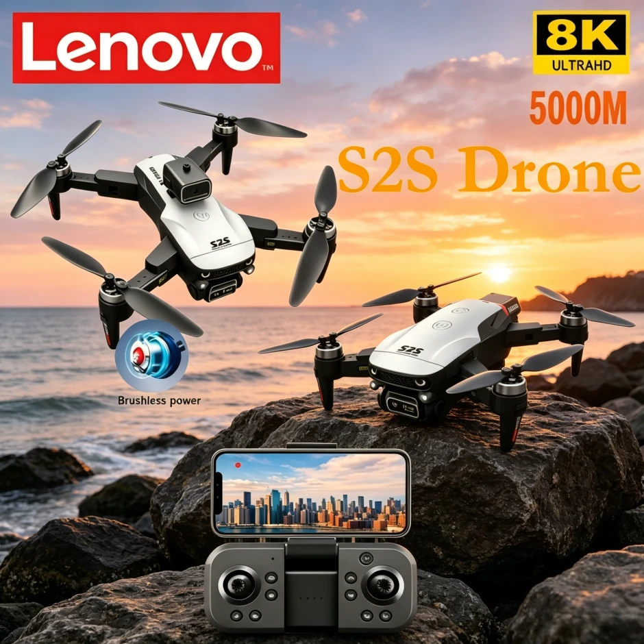 

Дрон Lenovo S2S 8K с GPS, двойной камерой, всенаправленным обходом препятствий, бесщеточный квадрокоптер для аэрофотосъемки, игрушка