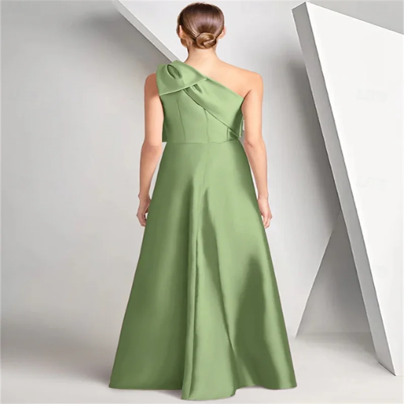 فستان سهرة على شكل حرف A بطول الأرض مع تنورة رسمية فستان أنيق عتيق لامع بدون أكمام بكتف واحد رسمي #3