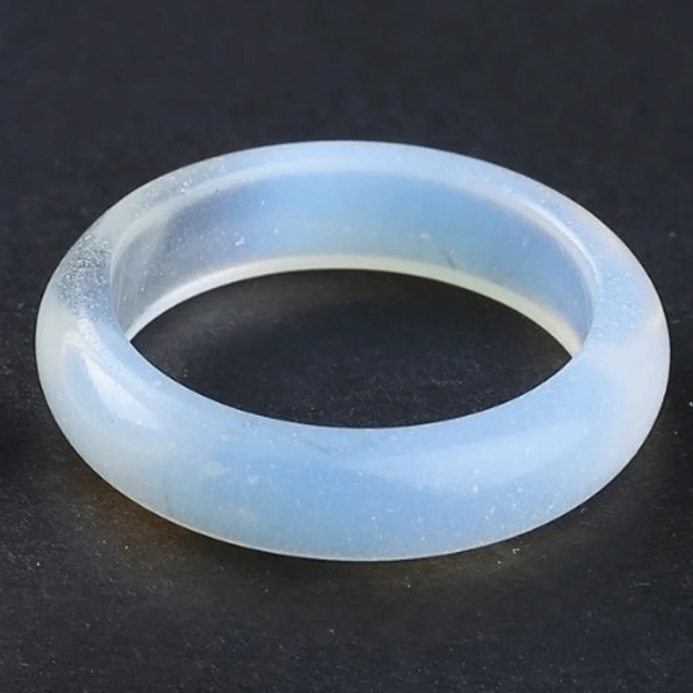 Daily Elegant Crystal Stone Band Rings Natural Crystal Solid Design Minimalist Ring Obsidian Stone All-match Jewelry Women