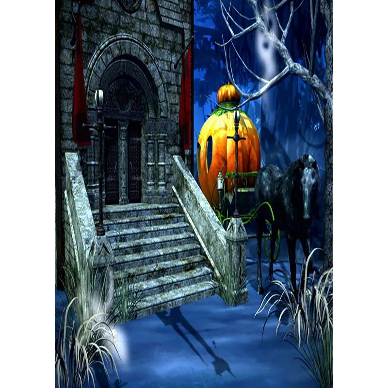 SHUOZHIKE Halloween Backdrop Pumpkin Lantern Castle Forest Tombstone Baby Photography Background For Studio Props  1911 CXZM-50