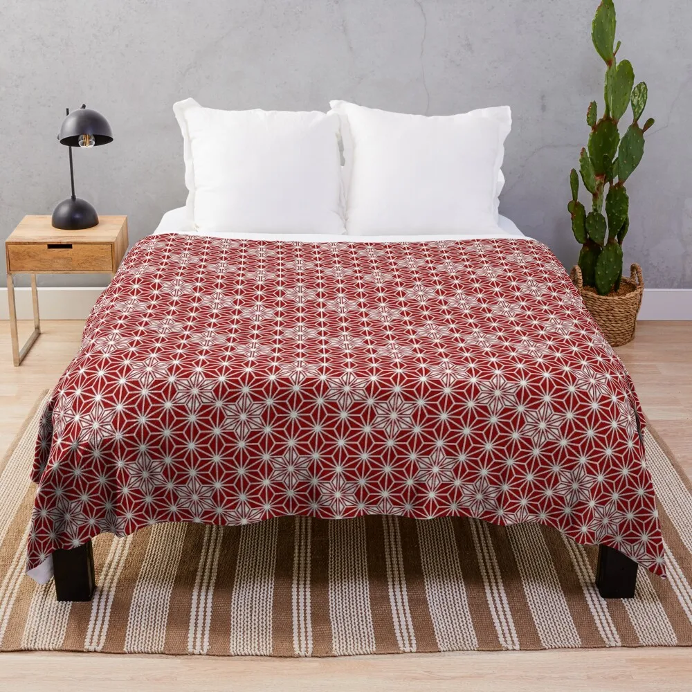 Japanese Asanoha Pattern, Dark Red Throw Blanket Luxury Brand Sofa Quilt Blankets