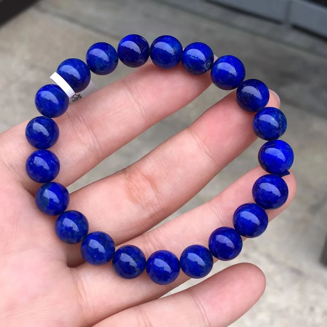 

Natural Blue Lapis Lazuli Round Beads Bracelet 9MM Lapis Women Men Fashion Jewelry AAAAAA