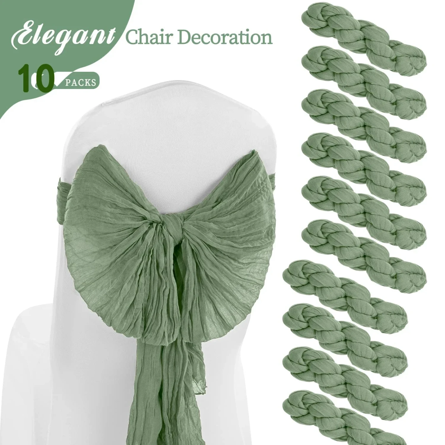 10pcs Cheesecloth Chair Sashes Table Runner Ribbon Semi-Sheer Gauze Dining Table Setting  Wedding Party Arch Draping Decor