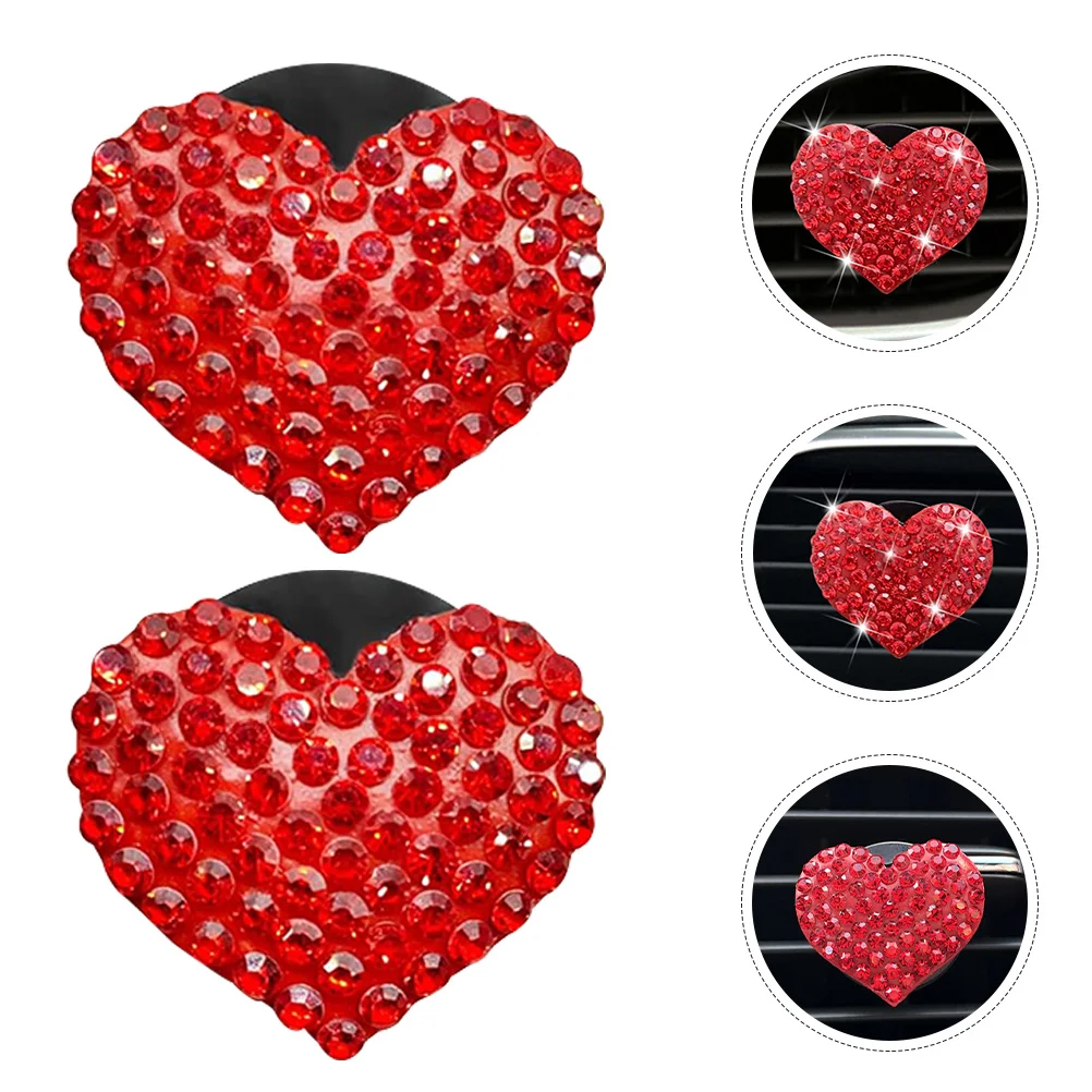 

2Pcs Heart-Shaped Car Air Freshener Clip Glass Aroma Ornament for Vent Outlet Luxury Interior Decor Diffuser for Women Cute