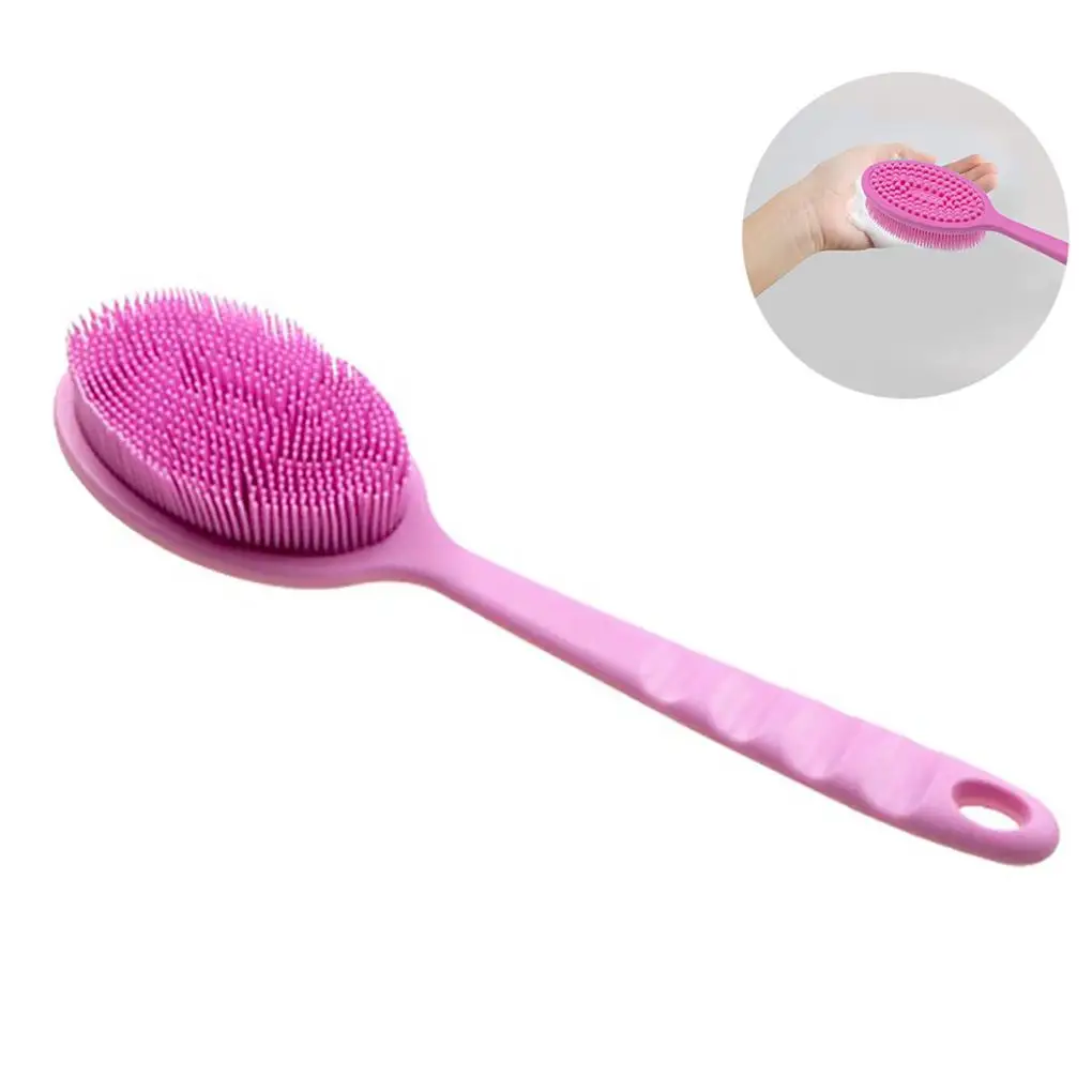 Double-sided Shower Body Brush Massage Brush Silicone Long Handle Bathroom Wash Brush