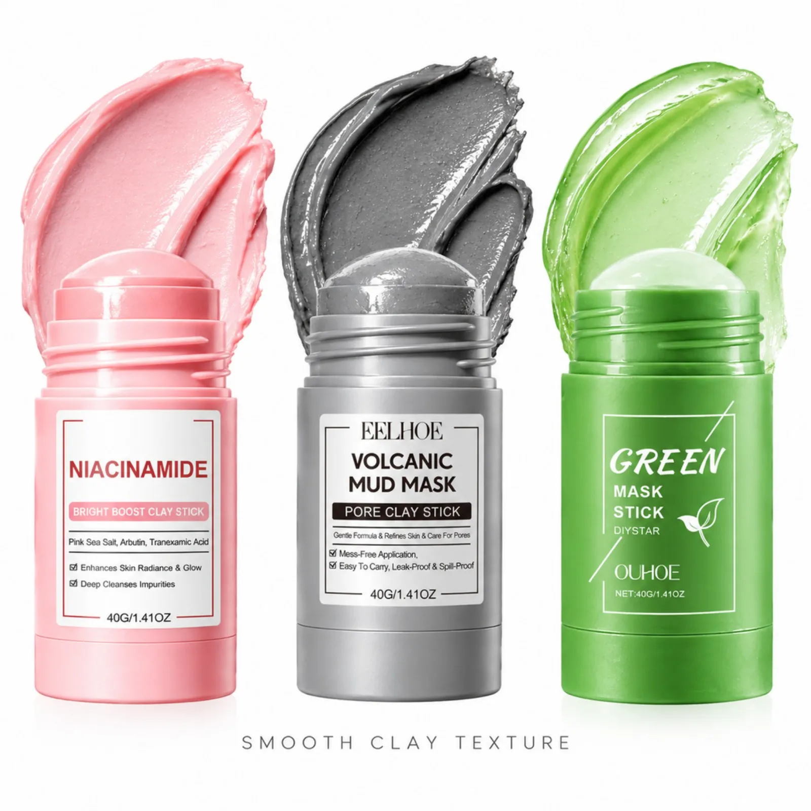 New Pore Cleaning Clay Stick Facial Deep Cleansing Mask Blackhead Remover&Oil Control Exfoliating Clay Mask for Daily Skincare