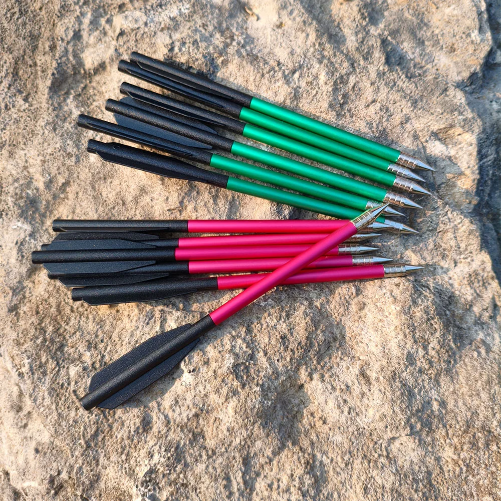 الرماية 6.3 "مسامير القوس والنشاب الألومنيوم القوس والنشاب السهام البلاستيك دوارات ل 50-80lbs مسدس صغير القوس والنشاب الصيد الرماية في الهواء الطلق