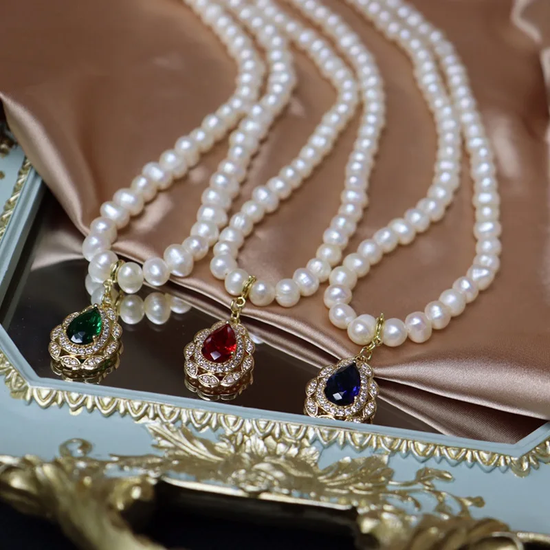 

Ожерелье из натурального пресноводного жемчуга для женщин 7-8 мм, почти круглый, сильный блеск, несколько стилей, модная простая универсальная ключица C