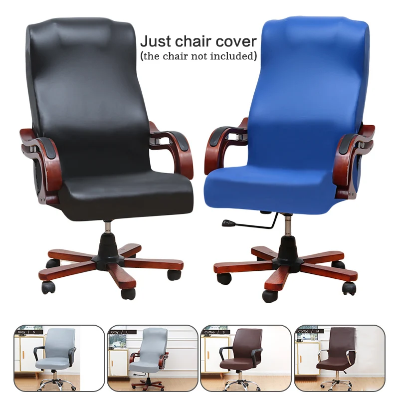 PU Leather Armchair Cover Solid Color Oil Waterproof Office Boss Seat Chair Covers Home Computer Chair Dust Protection Cover