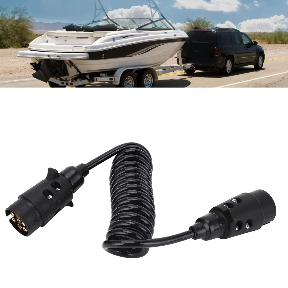 

Durable 12V/24V Trailer Spring Wire 2M 7 Core Trailer Coil Cable Coiled Trailer Wire Cars