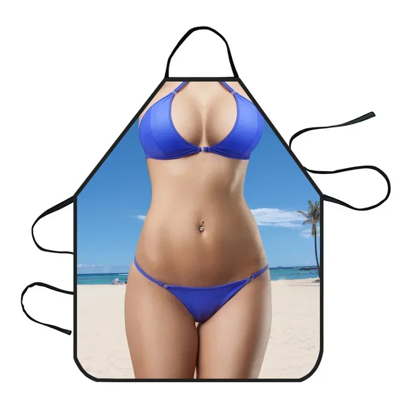 10pcs Male Sexy Naked Men Aprons Muscle Pattern Dinner BBQ Barbecue Cooking Uniform Women Bikini Set Costumes