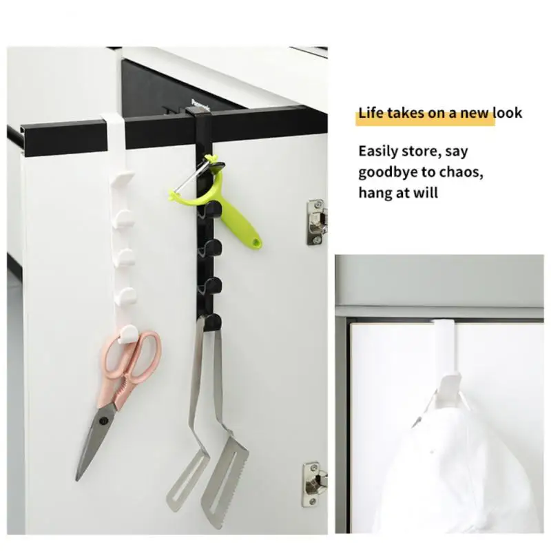 Simple Dormitory Storage Hanging Rack Saving Space For Kitchen Bathroom Behind The Door Towel Kitchen Organizer Portable 5 Hooks