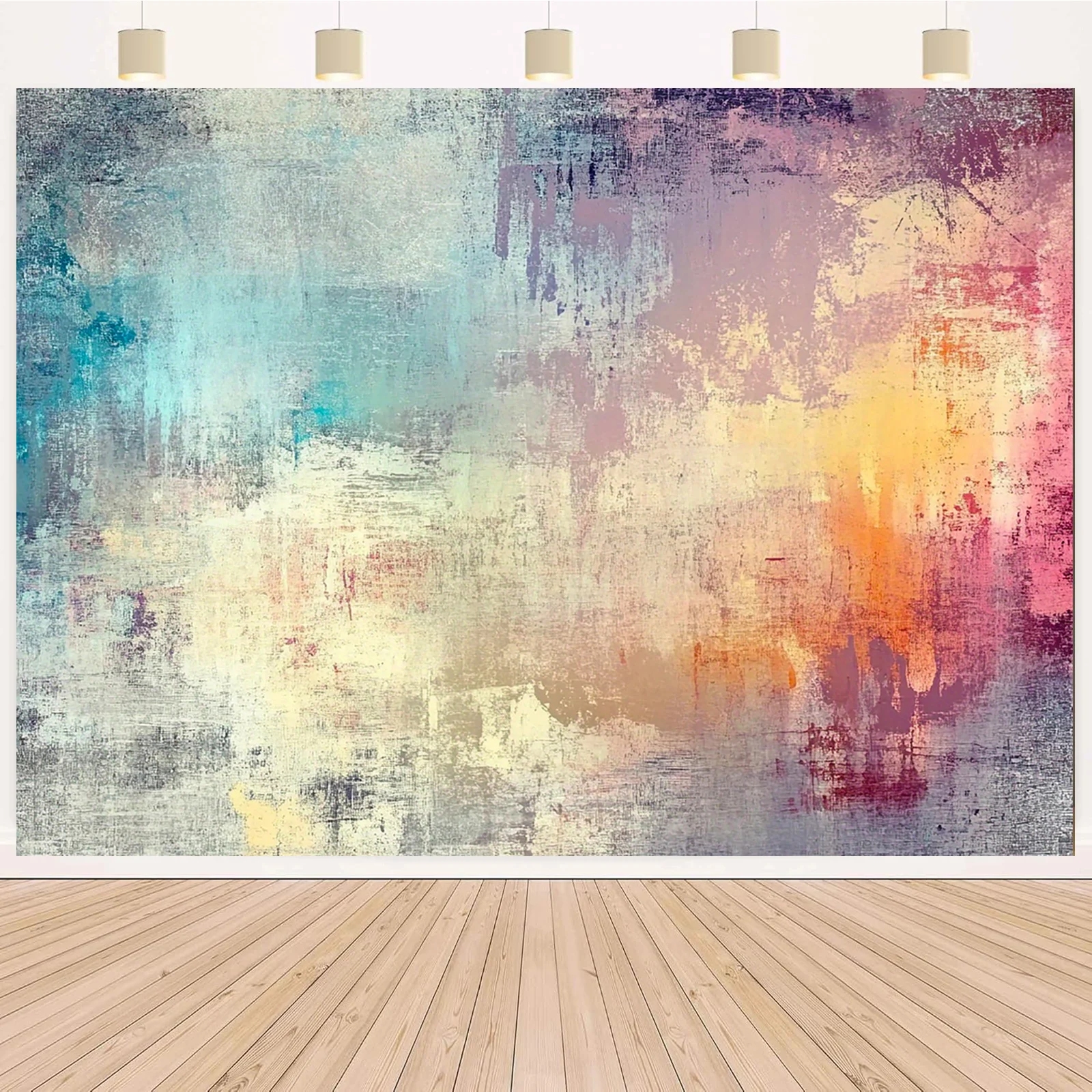 Aesthetic Abstract Boho Tapestry Wall Art Large Watercolor Gradient Living Room Decor Modern Bohemian Wall Hanging Canvas Print
