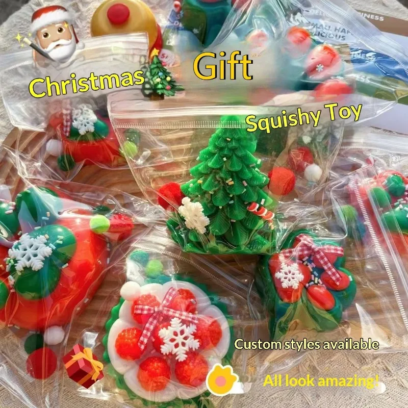 Christmas Squeeze Toys Slow Rebound Silicone Christmas Tree, Elk, Snowman Toy Stress Relief Toys Christmas Gifts Decoration
