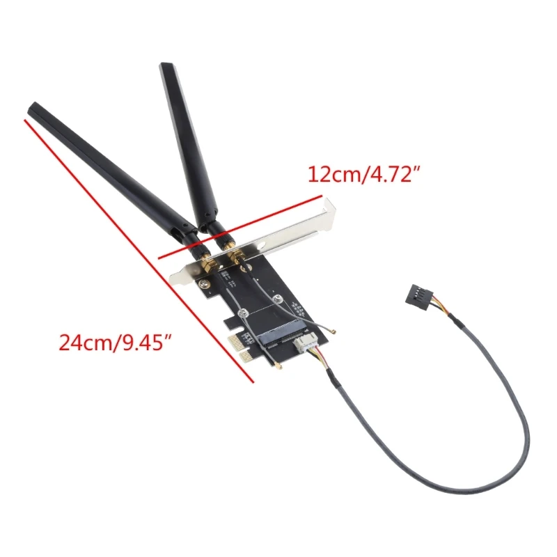 Mini PCI-Express to PCIE X1 Adapter Dual-Band 2.4-G Antenna Support Plugs & Play, No Driver Needed for Computers