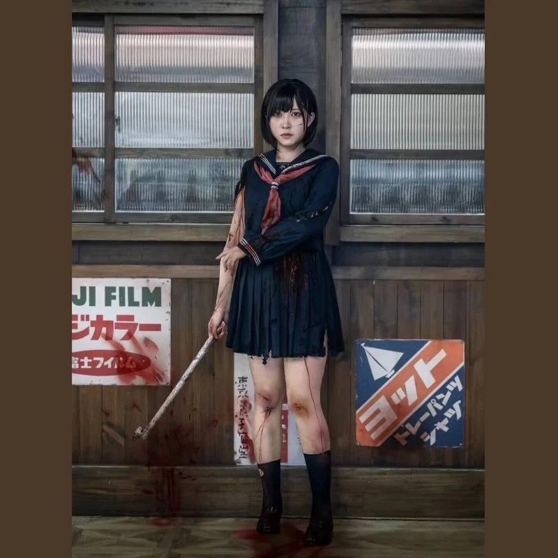 لعبة الرعب سايلنت هيل F Shimizu Hinako أزياء تنكرية للهالوين أزياء نسائية يابانية موحدة معرض كوميدي فستان أسود
