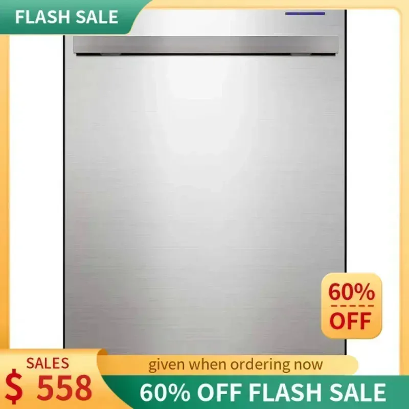 PMD4-SHARP 슬라이드인 식기세척기, 스테인리스 스틸 마감, 24인치 폭, 오염 감지 센서, 프리미엄 화이트 LED 내부 조명, 부드러운 슬라이드