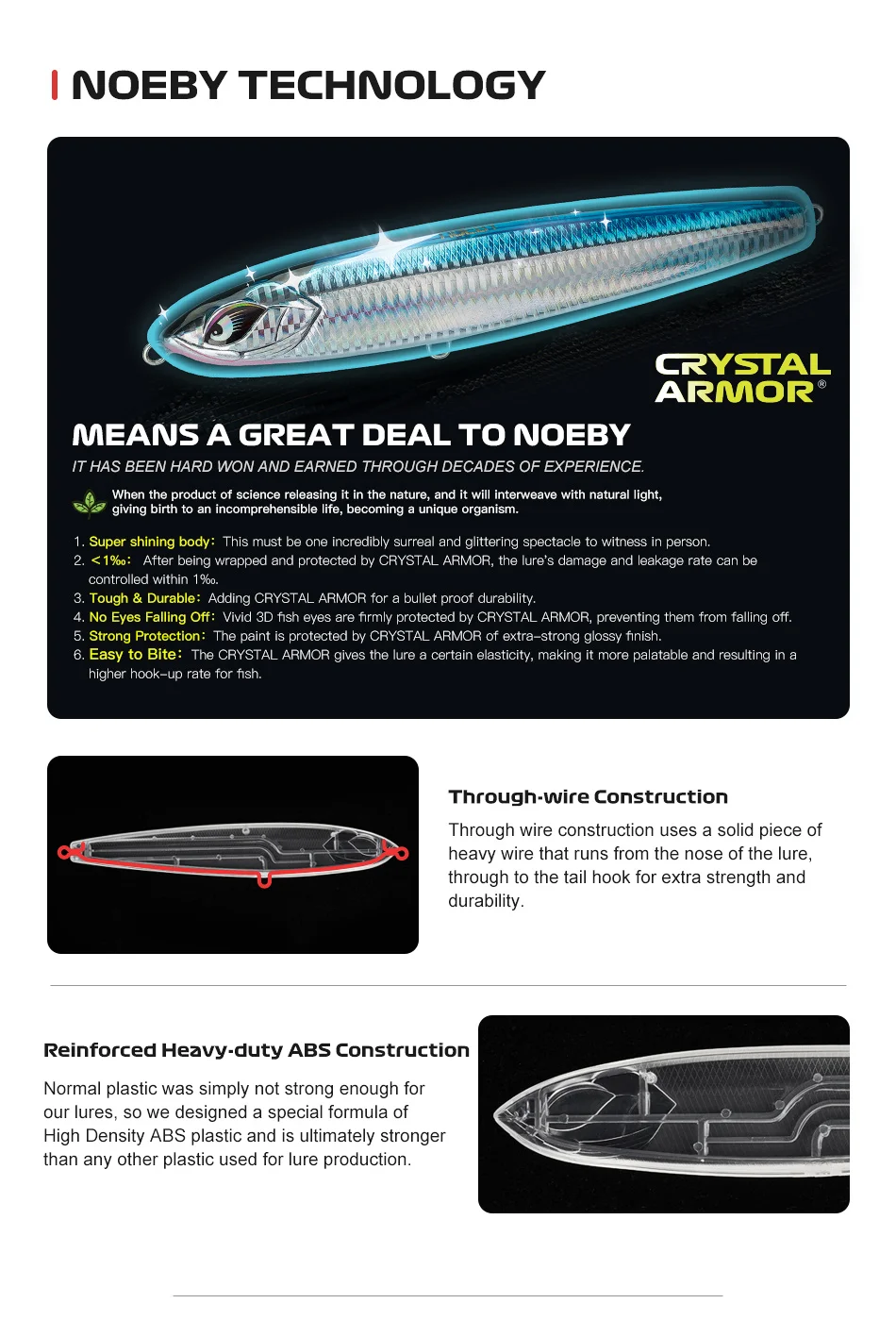Noeby Sinking Stickbait 160 mm 75 g 185 mm 114 g 205 mm 154 g Angelköder Künstlicher harter Köder Bleistiftverstärkte Meeresangelköder – Detail 4