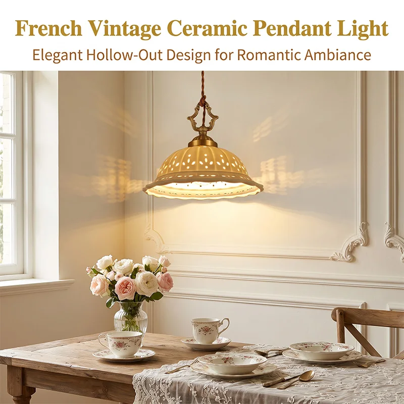 Japanese Antique-Style Brass and Ceramic Restaurant Pendant Light, American Retro-Style Study Bedroom Bar Light