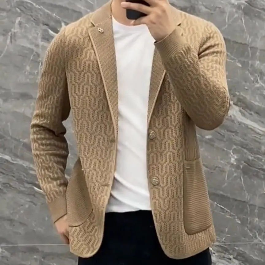 2-A27 2023 spring and summer new men's versatile European high-end knitted ca suits, business fashion, simple and handsome