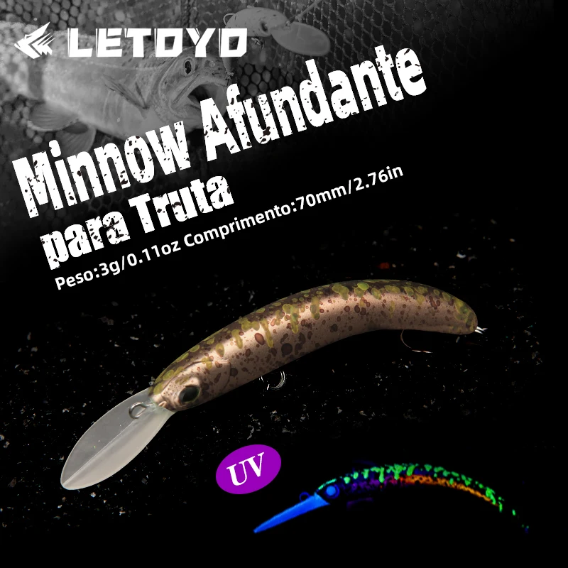 LETOYO 3g 55mm afundando minnow área truta isca artificial duro wobblers minnow pique isca poleiro truta baixo isca de pesca