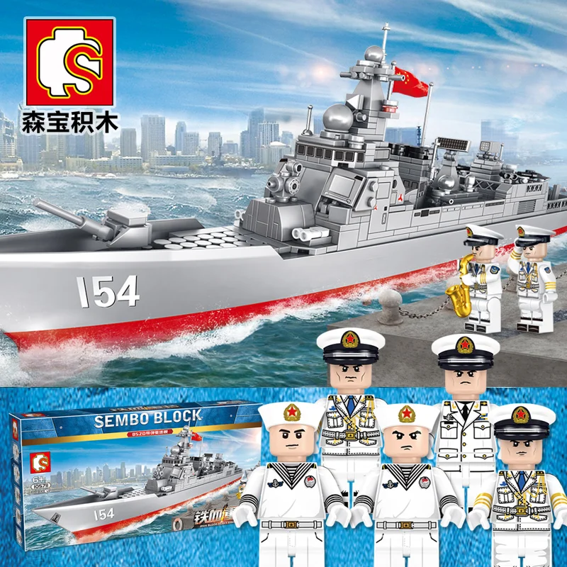 Sembo 52D Missile Ship Guide Destroyer Building Block Military Destroyer Battleship Bricks Assembly Toys Creative For Kid Gift