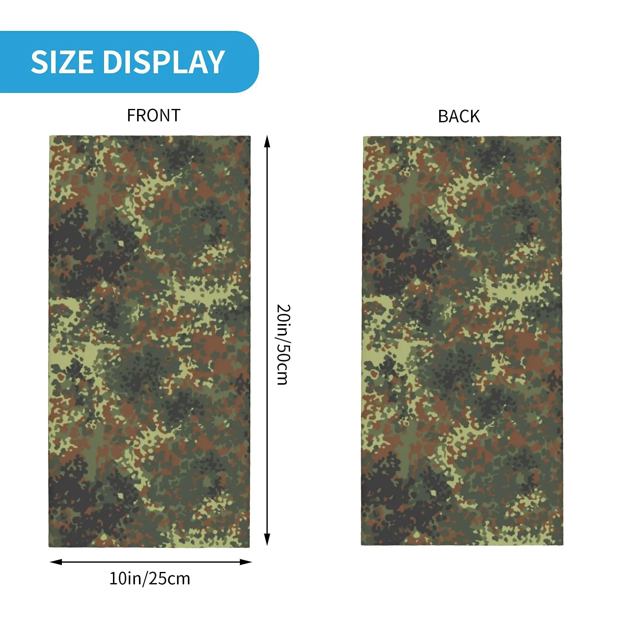 Custom Flecktarn Camo Bandana Winter Neck Warmer Windproof Wrap Face Scarf for Ski Military Army Camouflage Gaiter Headband