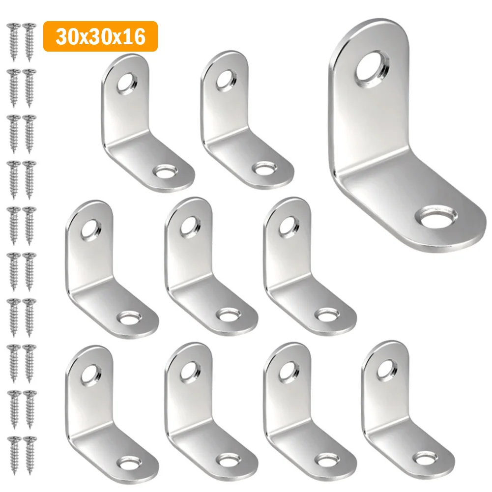 

L Shaped Corner Brackets Stainless Steel Cabinet Connector Brackets Cabinet Support Frame for Particle Boards Tables Beds Chairs