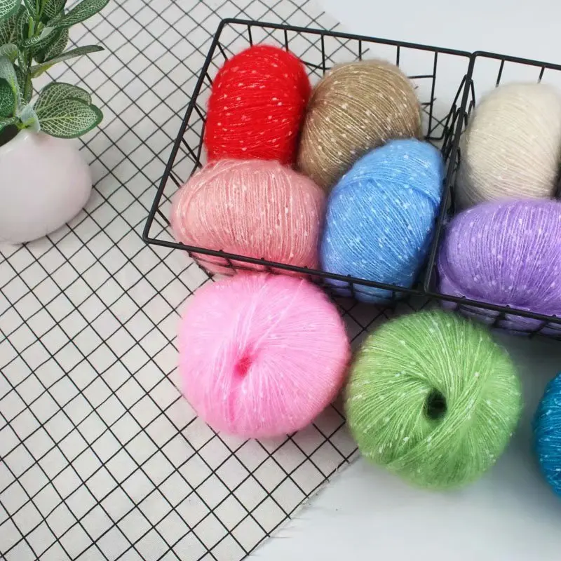 50g/roll Snow Point Mohair Cashmere Knitting Yarn Sequin Wool Yarn Wool Line Baby Scarf Hat Doll Soft Line Crochet Yarn