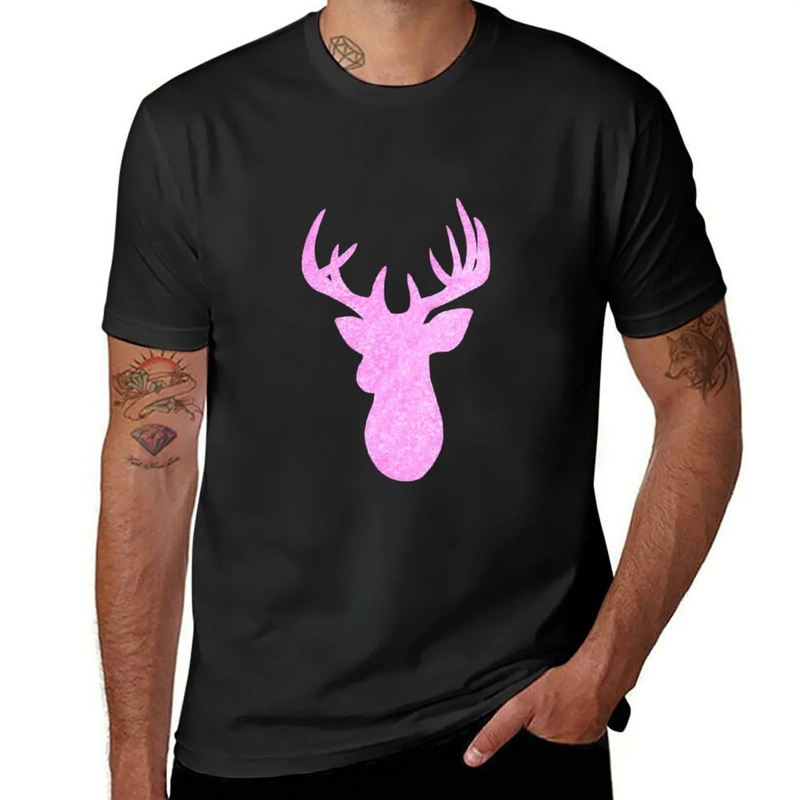 Sparkly reindeer T-Shirt animal prinfor boys blanks plus sizes Men's t-shirts