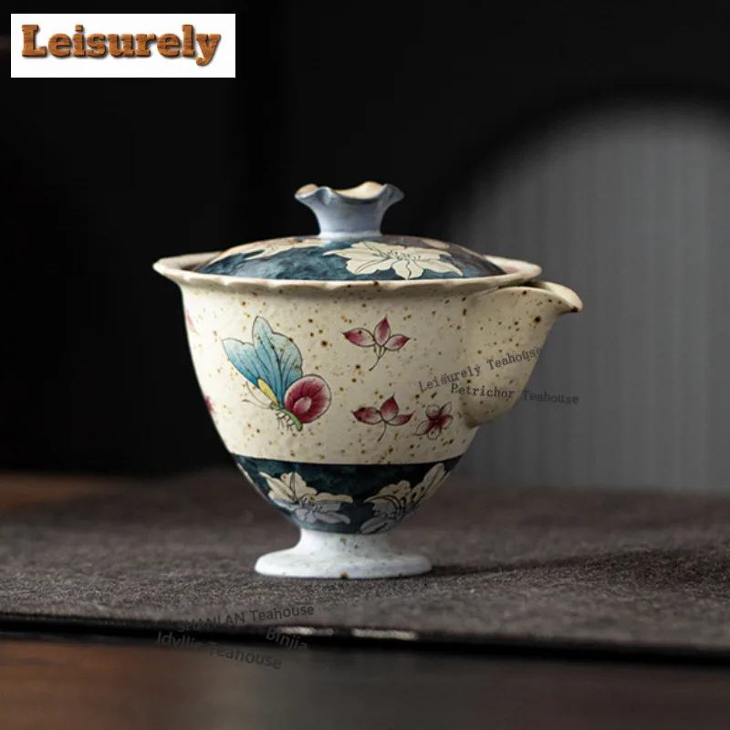 

125 мл карамельная глазурь бабочка лилия высокие ножки ручной чайник японский чайник для заварки чая чайник с фильтром чайная посуда подарок