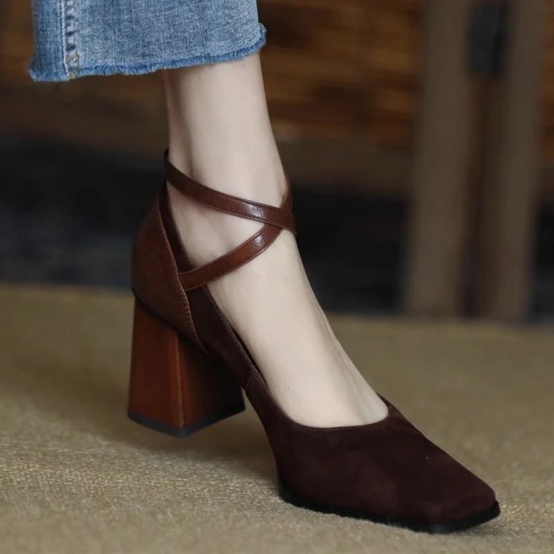 

Женская обувь на высоком каблуке. Элегантные замшевые туфли на массивном каблуке. Дизайнерские туфли 2026. Сексуальные вечерние туфли-лодочки. Платье. Роскошная мода Femme Zapatillas.