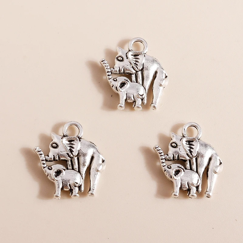 20 Stück 14x15mm Cartoon-Tieranhänger aus Legierung, Elefantenanhänger für Schmuckherstellung, DIY-Ohrringe, Halsketten, Armband-Zubehör – Detail 3