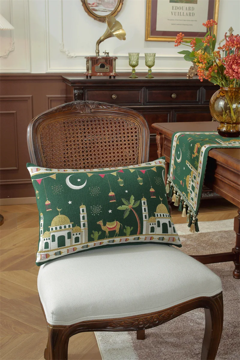 Gewebter Jacquard-Stern-Mond-Schloss-Kamel-Patchwork-Kissenbezug Cojines Wohnzimmer-Sofa-Dekoration Rückenlehnen-Kissenbezüge – Detail 25