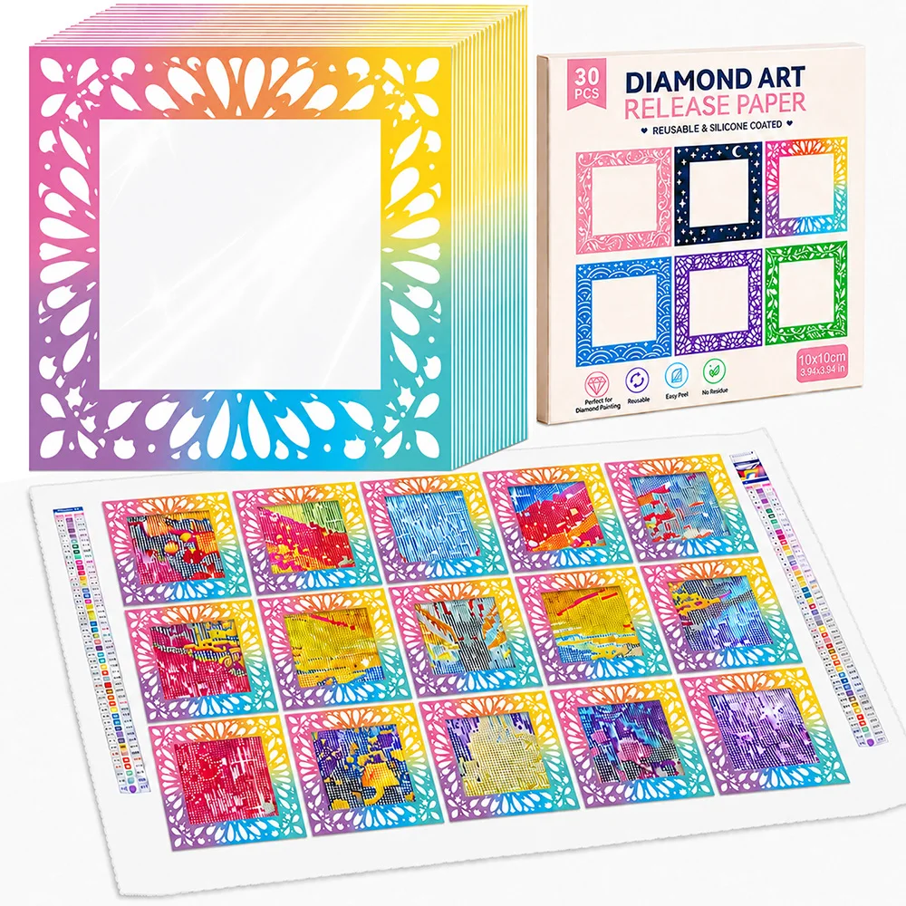 30pcs Reusable Diamond Art Release Film, Non-stick release paper for diamond painting. 10/15CM Transparent Protective Film