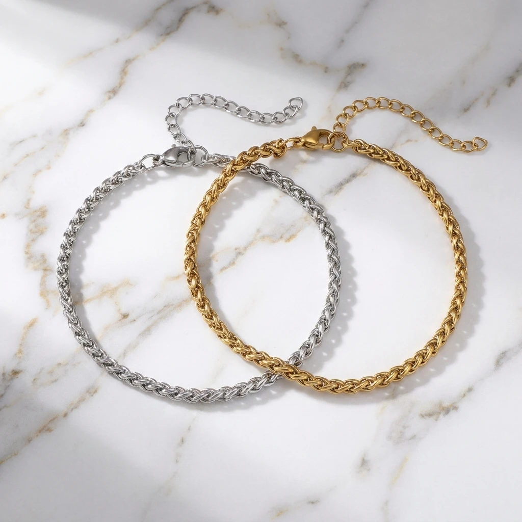 Thin Flower Basket Twisted Rope Bracelet Premium Titanium Steel Hypoallergenic Stackable Women Wrist Bracelets Gift for Party