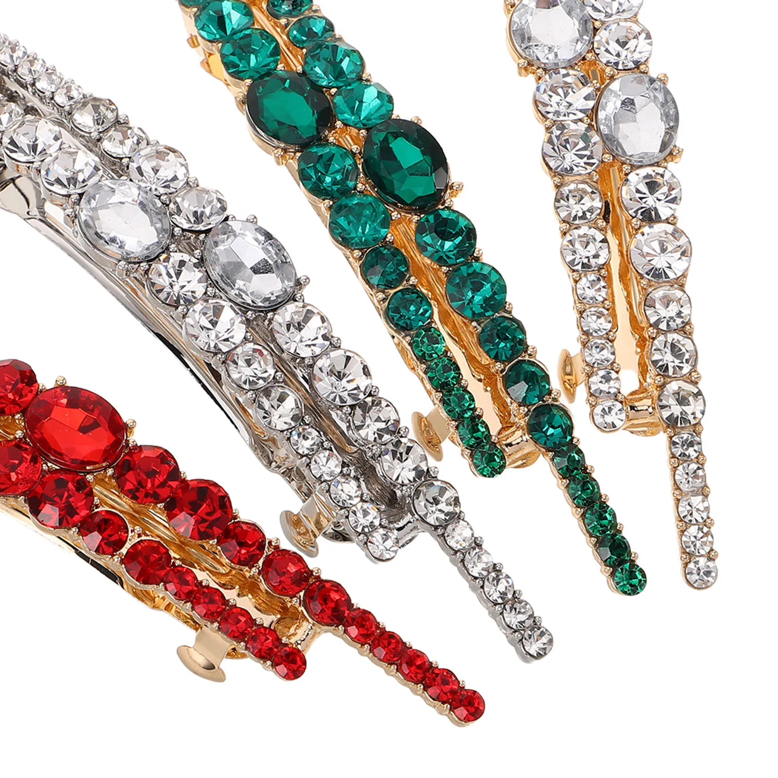 4 قطع من مشابك الشعر المصنوعة من حجر الراين، مشبك كريستالي ملون لحفلات الزفاف وإكسسوارات الشعر ودبابيس شعر كريستالية للنساء #2