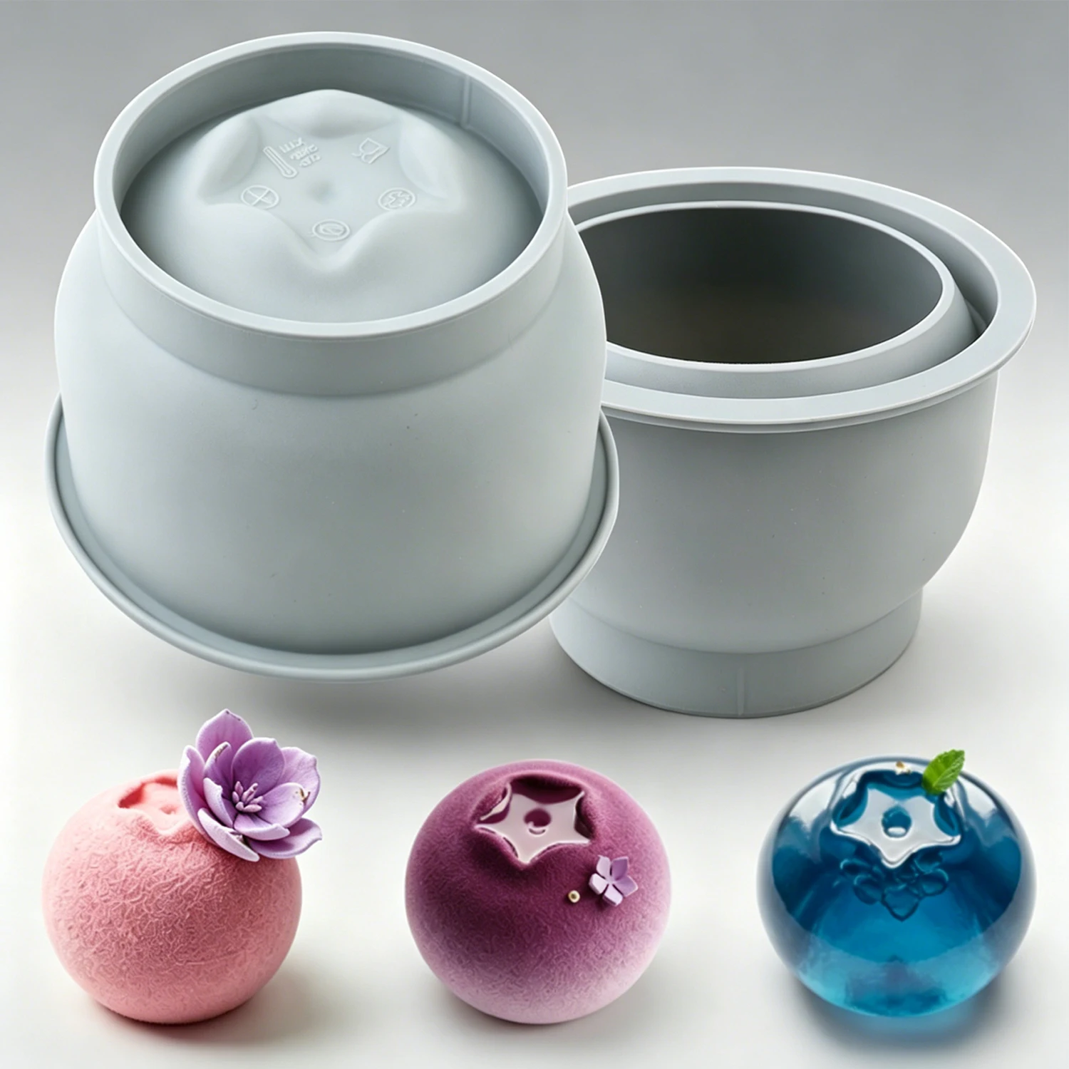1 Single-Hole Blueberry Mousse Candy Mold Cake Mold Decoration Silicone Mold Baking 3D Blueberry Pudding Baking Mold Dessert Chocolate Mold Fruit Cake Decoration Tool Baking Mold
