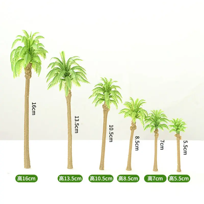 

10pcs Miniature Coconut Palm Tree Model Set, 6 Size Options, Diorama Sandtable & Beach Scene Accessories