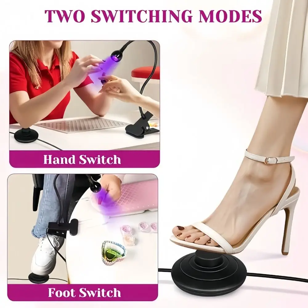 5W/3W UV Led Nail Lamp Adjustable Head Professional Gel Polish Curing Lamp Foot Pedal Switch Nail Drying Lamp Nail Salon