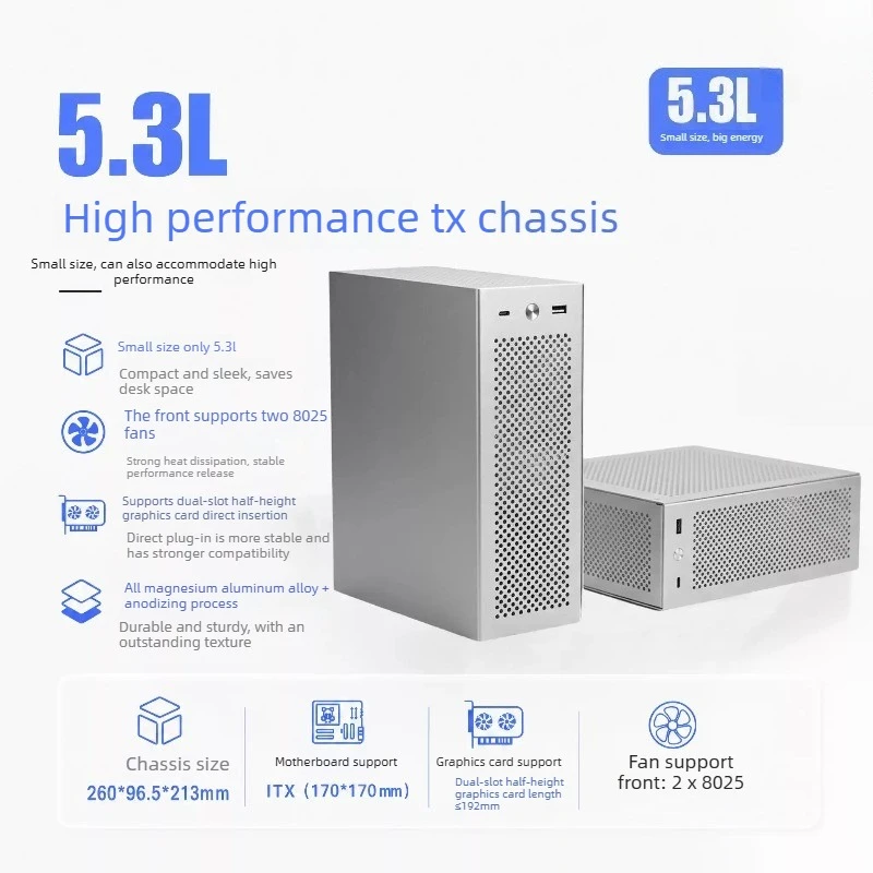 Chassis U05 Half Height in-line Graphics Card Portable Power Supply Mini ITX Small Host Case Non-R2SD1