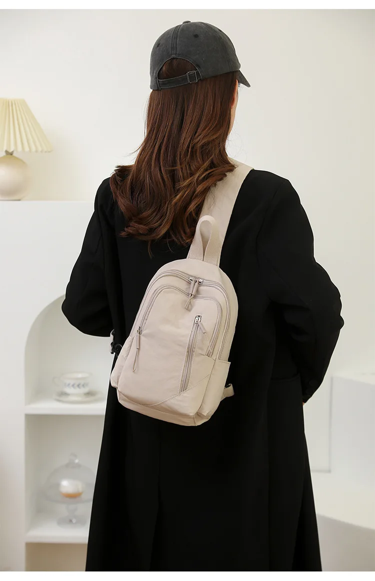 Neue Einfarbig Lässige Umhängetasche Leichte Wasserdichte Nylon Unisex Schulter Sling Rucksack Große Kapazität Reisetasche – Detail 24