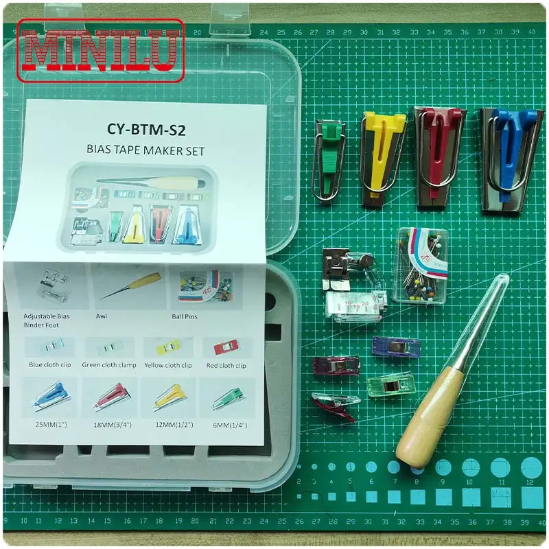 Quilting Hemming Tape Maker SET Seam Tools Pin DIY Sewing Accessories Patchwork Tool Set 6mm 12mm 18mm 25mm