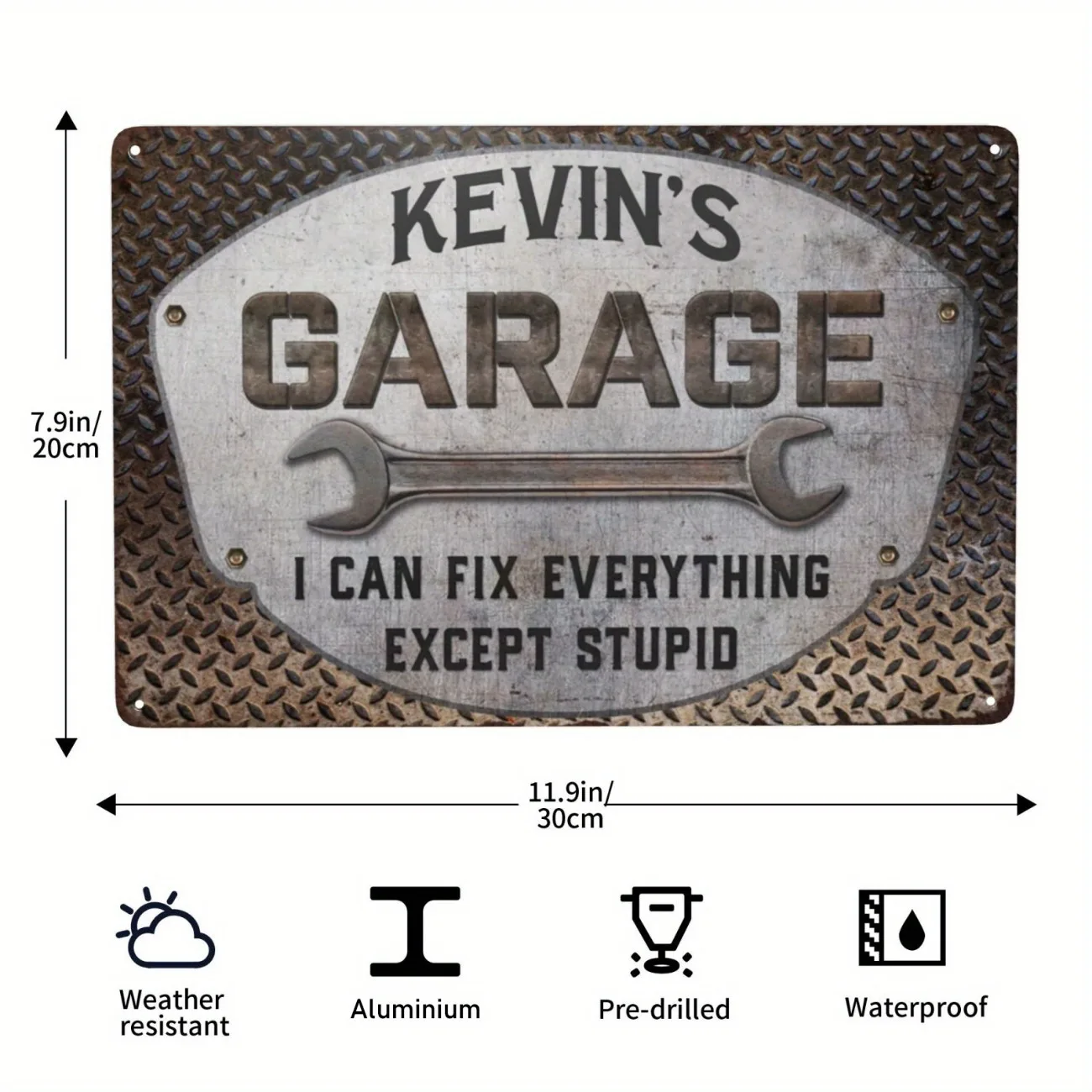 CIFbuy Personalized Garage Aluminum Sign,Custom Name Workshop Dad Gift Decor (Only For Decoration)